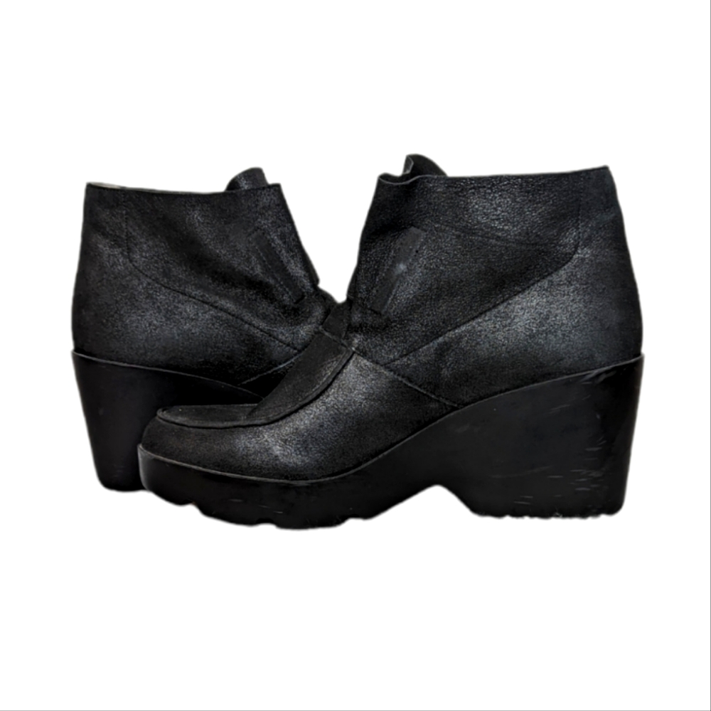 Eileen Fisher Shoes Women's Sz 7.5 Black Suede Wedge Platform Slip On